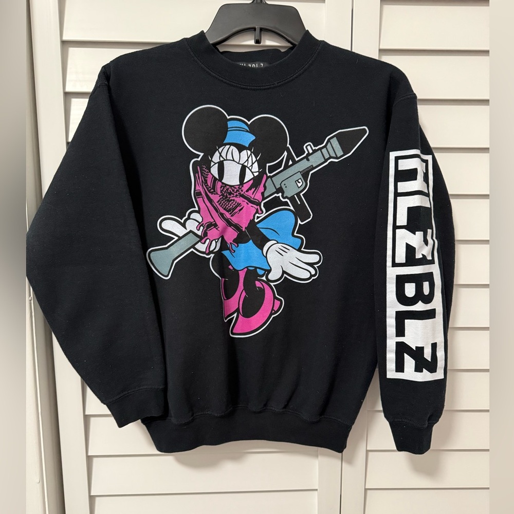 Hellz Bellz Minnie Mouse Graphic Crewneck Sweatshirt XS • Rare Streetwear